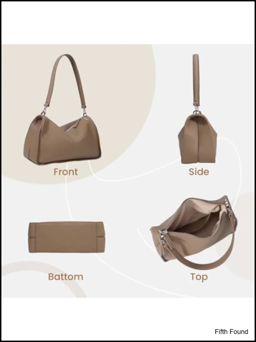 Genuine Leather Women's Hobo Shoulder Bag with Adjustable Strap